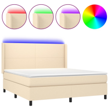 vidaXL krémszínű szövet rugós és LED-es ágy matraccal 160x200 cm ágy és ágykellék