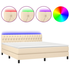 vidaXL krémszínű szövet rugós és LED-es ágy matraccal 160x200 cm (3133410) ágy és ágykellék