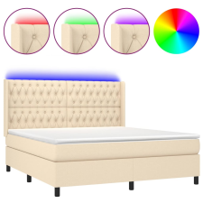 vidaXL krémszínű szövet rugós és LED-es ágy matraccal 160x200 cm (3138570) ágy és ágykellék