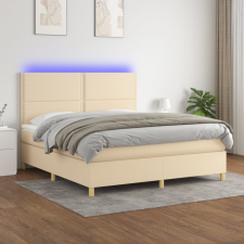 vidaXL Krémszínű szövet rugós és LED-es ágy matraccal 180 x 200 cm ágy és ágykellék