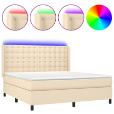 vidaXL krémszínű szövet rugós és LED-es ágy matraccal 180 x 200 cm (3138658) ágy és ágykellék