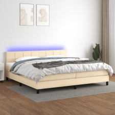 vidaXL krémszínű szövet rugós és LED-es ágy matraccal 200 x 200 cm ágy és ágykellék
