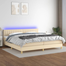 vidaXL krémszínű szövet rugós és LED-es ágy matraccal 200 x 200 cm ágy és ágykellék