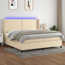 vidaXL krémszínű szövet rugós és LED-es ágy matraccal 200 x 200 cm ágy és ágykellék