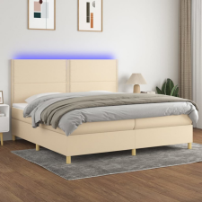 vidaXL krémszínű szövet rugós és LED-es ágy matraccal 200 x 200 cm ágy és ágykellék