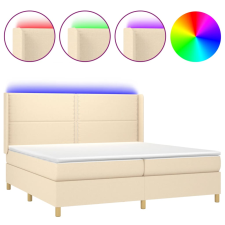 vidaXL krémszínű szövet rugós és LED-es ágy matraccal 200 x 200 cm (3138826) ágy és ágykellék