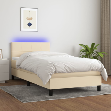 vidaXL krémszínű szövet rugós és LED-es ágy matraccal 90x190 cm ágy és ágykellék
