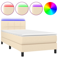 vidaXL krémszínű szövet rugós és LED-es ágy matraccal 90x190 cm (3133122) ágy és ágykellék