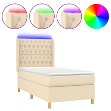 vidaXL krémszínű szövet rugós és LED-es ágy matraccal 90x190 cm (3139082) ágy és ágykellék