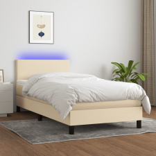 vidaXL krémszínű szövet rugós és LED-es ágy matraccal 90x200 cm ágy és ágykellék