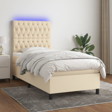 vidaXL Krémszínű szövet rugós és LED-es ágy matraccal 90x200 cm ágy és ágykellék