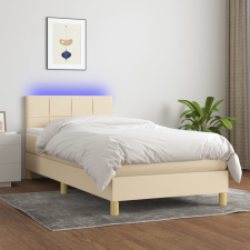 vidaXL krémszínű szövet rugós és LED-es ágy matraccal 90x200 cm ágy és ágykellék