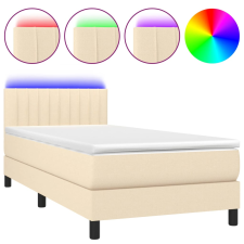 vidaXL krémszínű szövet rugós és LED-es ágy matraccal 90x200 cm (3133290) ágy és ágykellék