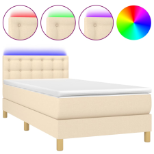 vidaXL krémszínű szövet rugós és LED-es ágy matraccal 90x200 cm (3134010) ágy és ágykellék