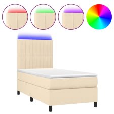 vidaXL krémszínű szövet rugós és LED-es ágy matraccal 90x200 cm (3135010) ágy és ágykellék