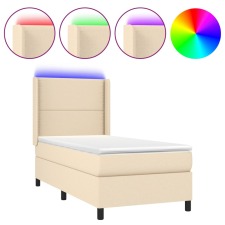 vidaXL krémszínű szövet rugós és LED-es ágy matraccal 90x200 cm (3138210) ágy és ágykellék