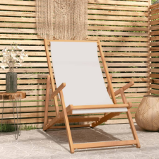 vidaXL krémszínű tömör tíkfa összecsukható strandszék kerti bútor