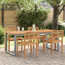 vidaXL Kültéri Étkező Asztal Szürke 200x90x75 cm Acél és Tölgydeszkás kerti bútor