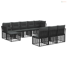 vidaXL Kültéri kanapé szett 4 pcs Fekete és Sötétszürke Poliészter kerti bútor