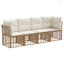 vidaXL Kültéri kanapé szett párnával 4 pcs Természetes Poliészter kerti bútor