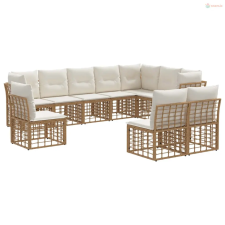 vidaXL Kültéri kanapé szett párnával 7 pcs Természetes Poliészter kerti bútor