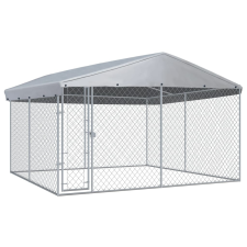 vidaXL kültéri kutyakennel tetővel 3,8 x 3,8 x 2,4 m kutyafelszerelés