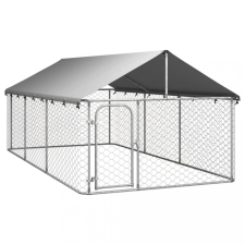 vidaXL Kültéri kutyakennel tetővel 400 x 200 x 150 cm szállítóbox, fekhely kutyáknak