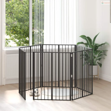 vidaXL Kutya Kapu 6 pcs Fekete 80 x 100 cm Horganyzott acél szállítóbox, fekhely kutyáknak