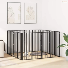 vidaXL Kutya Kapu 8 pcs Fekete 80 x 100 cm Horganyzott acél szállítóbox, fekhely kutyáknak