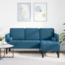 vidaXL L-alakú kanapé Kék 173x131x67 cm Velúr bútor