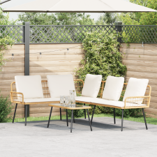 vidaXL L-alakú kanapé természetes 231x173x78 cm polirattan kerti bútor