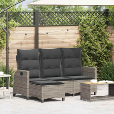 vidaXL L-alakú szürke polyrattan fekvő kerti kanapé párnákkal kerti bútor