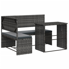 vidaXL L-alakú szürke polyrattan kerti kanapé asztallal és párnákkal (362348) kerti bútor