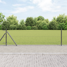 vidaXL lánckerítés 7 félflancos oszloppal 0.6x10 m horganyzott acél építőanyag