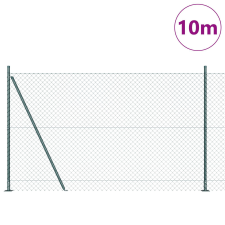 vidaXL Lánckerítés 7 Flangolt Oszloppal 1.6x10 m Horganyzott Acél építőanyag