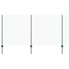 vidaXL Lánclinkás Kerítés 10 U Oszloppal Zöld 1.2x10 m Acél (3336241) építőanyag