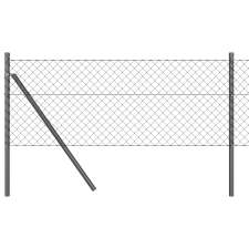 vidaXL Láncos Kerítés 13 Oszloppal 0.6x2.5 m Galvanizált Acél Szürke (3351111) építőanyag