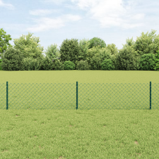 vidaXL Láncos Kerítés 22 U Oszloppal Zöld 0.4x25 m Acél építőanyag