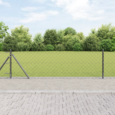 vidaXL Láncos kerítés 7 Flanged Posts 0.6x10 m Galvanizált acél építőanyag