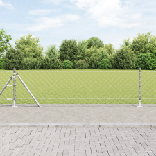 vidaXL Láncos Kerítés 7 Flangolt Oszloppal 0.6x10 m Galvanizált Acél építőanyag