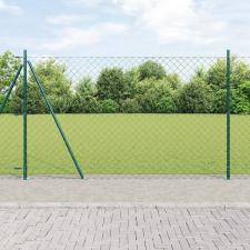 vidaXL láncos kerítés 7 földbekerített oszloppal 1.6x10 m horganyzott acélból építőanyag