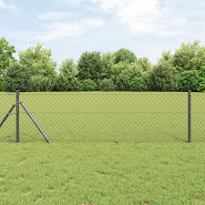vidaXL Láncos Kerítés 7 oszloppal 0.4x10 m Galvanizált Acél Szürke építőanyag