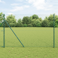 vidaXL Láncos Kerítés 7 oszloppal 1.6x10 m Horganyzott Acél Zöld építőanyag