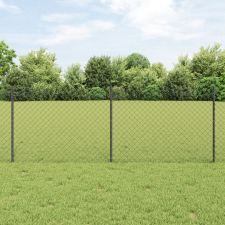 vidaXL Láncszem Kerítés 10 U poszttal Szürke 0.8x10 m Acél építőanyag