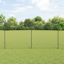 vidaXL láncszem kerítés 20 U oszloppal Szürke 1.5x10 m Acél építőanyag