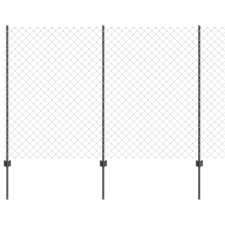 vidaXL láncszem kerítés 20 U oszloppal Szürke 1.5x10 m Acél (3336271) építőanyag