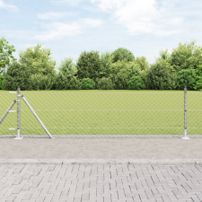 vidaXL láncvédő kerítés 13 Flangolt oszloppal 0.4x25 m horganyzott acélból építőanyag