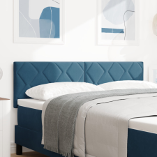 vidaXL LED Ágytámla Gyémánt Blokkok Dizájn Sötétkék 144 cm Vászon ágy és ágykellék