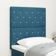 vidaXL LED Fejléces Ágy Sötétkék 80 cm Bársony ágy és ágykellék