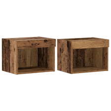 vidaXL LED világítással ellátott faliszekrények 2 db Régi fa 40x30x30 cm (863099) bútor